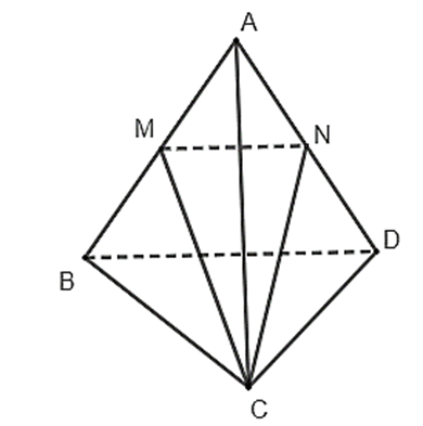 Cho tứ diện ABCD. Gọi M, N lần lượt là trung điểm của AB, AD