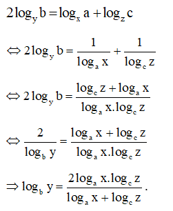 Cho a, b, c, x, y, z là các số thực dương khác 1