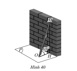 Hình 40 minh hoạ hình ảnh một chiếc gậy dài 3 m đặt dựa vào tường