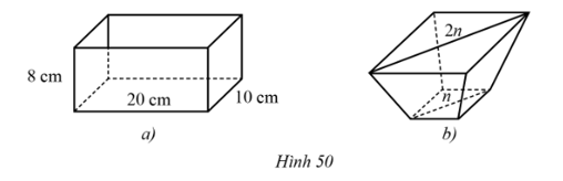 Một chiếc khay đựng đầy nước có dạng hình hộp chữ nhật với kích thước: chiều dài 20 cm