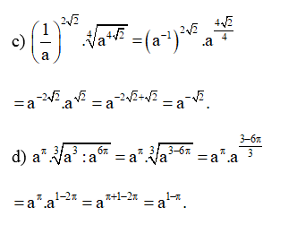 Cho a là số thực dương. Viết các biểu thức sau về lũy thừa cơ số a