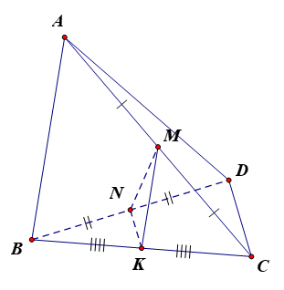 Cho tứ diện ABCD, gọi M là N lần lượt là trung điểm của AC và BD