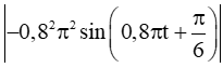 Chuyển động của một vật có phương trình s = 5 + sin((0,8pi)t+pi/6)