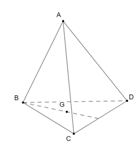 Cho tứ diện ABCD. Lấy G là trọng tâm tam giác BCD. Phát biểu nào sau đây là sai?