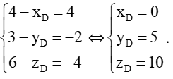 Trong không gian với hệ tọa độ Oxyz cho hình bình hành ABCD có ba đỉnh A(1; 2; 3)