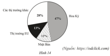 Biểu đồ ở Hình 14 cho biết cơ cấu thị trường xuất khẩu hàng dệt may của Việt Nam (ảnh 2)