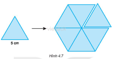Em hãy hạn chế 6 hình tam giác đều phải có cạnh là 5 centimet và ghép lại trở thành ...