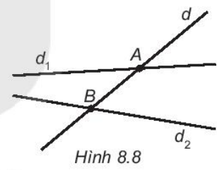 Quan sát Hình 8.8. Hai đường thẳng d1 và d2 có song song