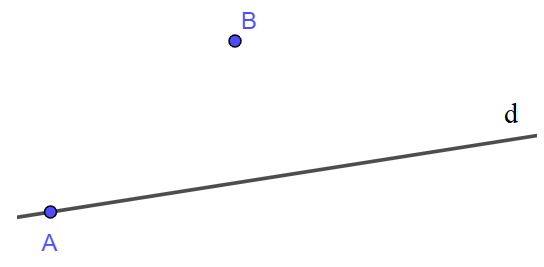 Vẽ hình thể hiện các quan hệ: Đường thẳng d và hai điểm A