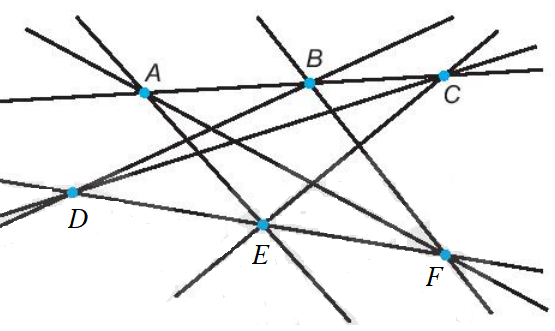 Vẽ Hình 8.9 vào vở. Vẽ các đường thẳng AE, BD, BF, EC, AF và DC