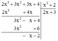 Thực hiện phép chia (2x^2 - 7x + 4) : (x - 2)