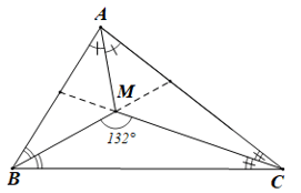 Cho tam giác ABC có M là giao điểm của hai phân giác của góc B và góc C