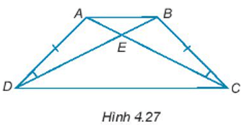 Cho các điểm A, B, C, D, E như Hình 4.27, biết rằng AD = BC, ∠ADE = ∠BCE. Chứng minh rằng