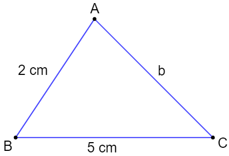 Tam giác ABC có AB = 2 cm, BC = 5 cm, AC = b (cm) với b là một số nguyên