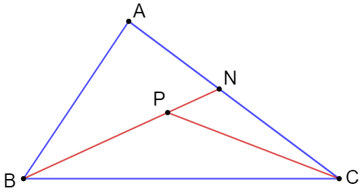 Cho P là một điểm bên trong tam giác ABC. Chứng minh rằng: AB + AC > PB + PC