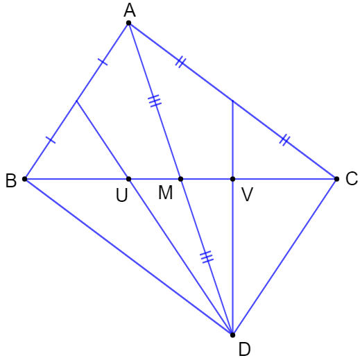 Gọi M là trung điểm của cạnh BC của tam giác ABC và D là điểm sao cho M là trung điểm của AD