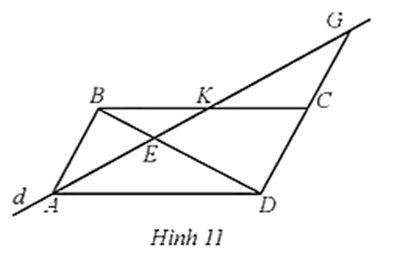 Cho ABCD là hình bình hành. Một đường thẳng d đi qua A cắt BD, BC, DC lần lượt