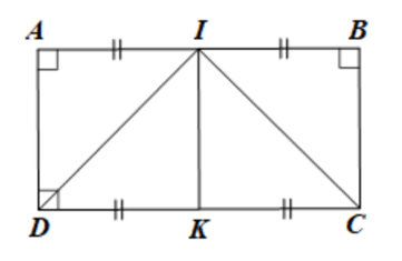 Cho hình chữ nhật ABCD có AB = 2BC. Gọi I là trung điểm của AB