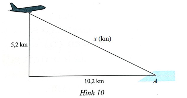 Một máy bay đang ở độ cao 5,2 km. Khoảng cách từ hình chiếu vuông góc của máy bay