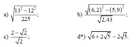 Rút gọn biểu thức: căn bậc hai ((13^2 - 12^2)/225)