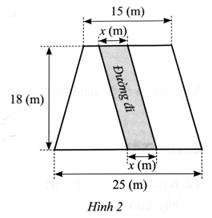 Cho một khu đất có dạng hình thang với đáy nhỏ 15 (m), đáy lớn 25 (m)