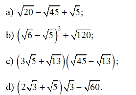 Rút gọn biểu thức: căn bậc hai 20- căn bậc hai 45 + căn bậc hai 5