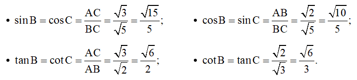 Cho tam giác ABC có AB = căn bậc hai 2 cm, BC = căn bậc hai 5 cm