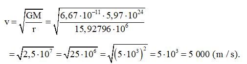 Tốc độ v (m/s) cần có của một vệ tinh để giữ nó chuyển động tròn ổn định