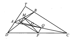 Cho tứ giác ABCD có góc C + góc D = 90 độ. Gọi M, N, P, Q lần lượt là trung điểm của AB, BD, DC, CA