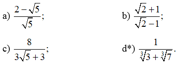 Trục căn thức ở mẫu (2 - √5)/ √5; (√2+1)/(√2-1)