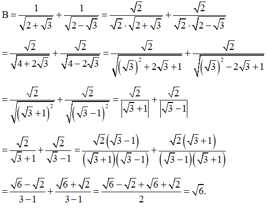 Cho biểu thức A = 1/(3 - √8) - 1/(√8 - √7) + 1/(√7-√6) - 1/(√6-√5) +1/(√5-2)