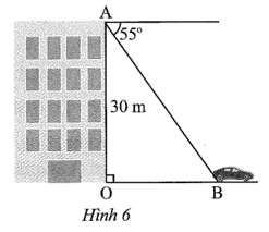 Từ điểm A trên đỉnh một tòa nhà cao 30 m, một người nhìn thấy một ô tô đang dừng tại vị trí B