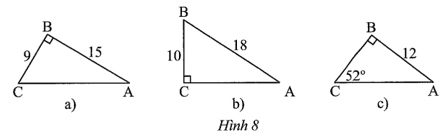 Giải tam giác vuông ABC trong mỗi trường hợp sau trang 72 sách bài tập Toán 9 Tập 1