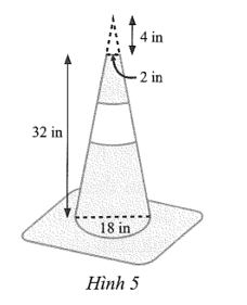 Một cọc tiêu có dạng hình nón bị cắt đi phần ở trên cũng có dạng hình nón như Hình 5