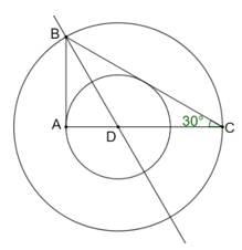 Cho tam giác vuông ABC góc A = 90 độ có góc C = 30 độ và AB = 3 cm. Đường phân giác của góc B cắt AC tại D