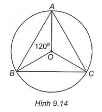 Cho tam giác đều ABC nội tiếp đường tròn (O) như Hình 9.14. Hãy cho biết các phép quay thuận chiều lần lượt 120°; 240°; 360°