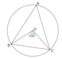 Cho tam giác ABC cân tại A và nội tiếp đường tròn (O). Tính số đo các góc của tam giác ABC, biết rằng góc BOC = 100 độ