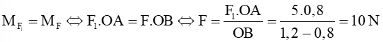 Một cái thước AB = 1,2 m đặt trên mặt bàn nhẵn nằm ngang, có trục quay O cách đầu A một khoảng 80 cm