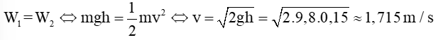 Vật nặng của một con lắc đơn được kéo lên đến độ cao 15 cm so với vị trí cân bằng