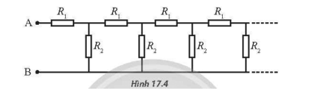 Mạch điện trở như Hình 17.4 kéo dài đến vô hạn