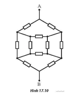 Các điện trở trong mạch điện ở Hình 17.10 giống nhau và có giá trị R = 4 ôm