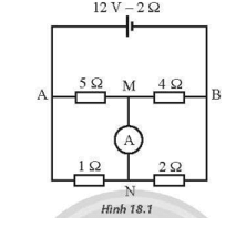 Cho mạch điện như Hình 18.1. Ampe kế A có điện trở không đáng kể