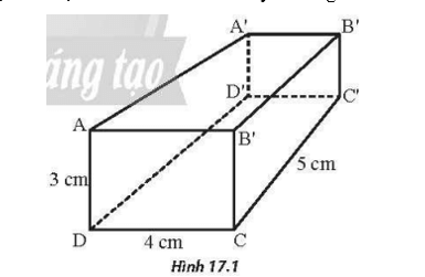 Một khối kim loại đồng chất hình hộp chữ nhật ABCD.AˊBˊCˊDˊ với các kích thước như Hình 17.1