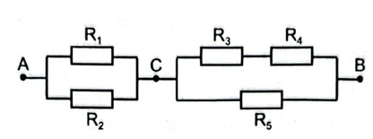 Cho mạch điện như Hình 23.8. Giá trị các điện trở R1 = R3 = R5 = 1Ω