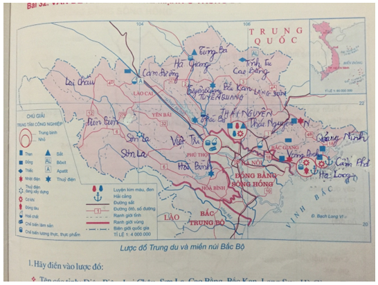 Tập bản đồ Địa Lí 12 Bài 32 (Ngắn nhất): Vấn đề khai thác thế mạnh ở Trung du và miền  núi Bắc Bộ