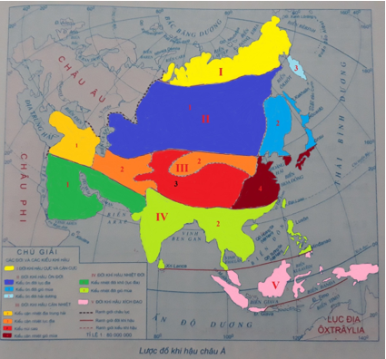 Tập bản đồ Địa Lí lớp 8 Bài 2 (ngắn nhất): Khí hậu châu Á