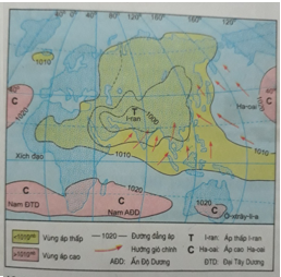 Tập bản đồ Địa Lí lớp 8 Bài 4 (ngắn nhất): Thực hành: Phân tích hoàn lưu gió mùa ở châu Á