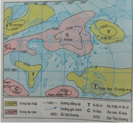 Tập bản đồ Địa Lí lớp 8 Bài 4 (ngắn nhất): Thực hành: Phân tích hoàn lưu gió mùa ở châu Á