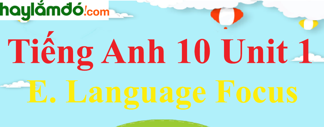 Tiếng Anh lớp 10 Unit 1 E. Language Focus trang 19-20-21