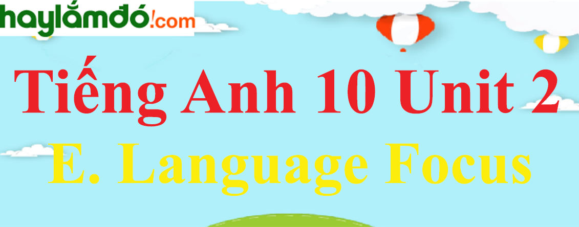 Tiếng Anh lớp 10 Unit 2 E. Language Focus trang 29-30-31